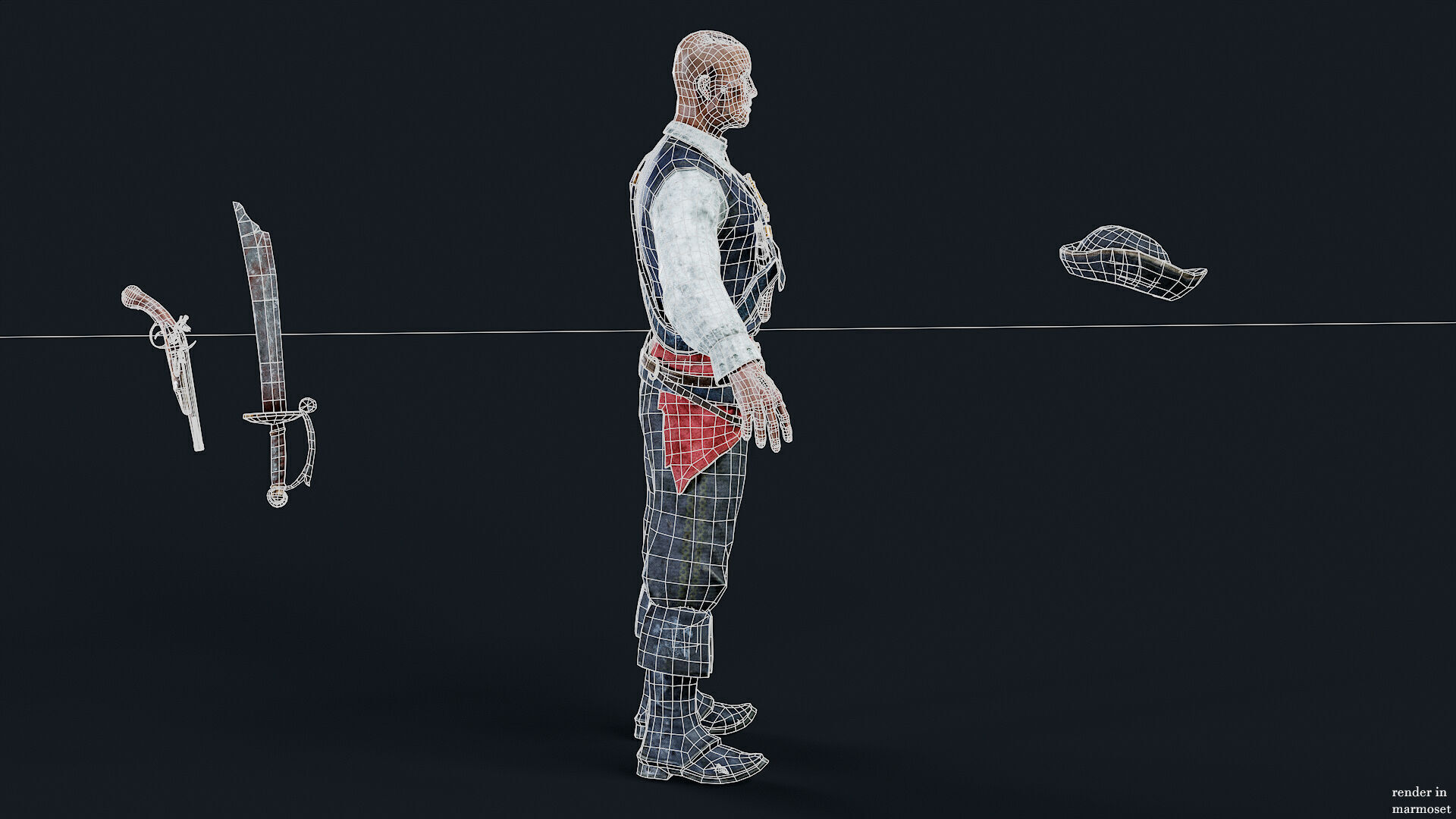 PIRATE UNDEAD 11  Low-poly 3D model_10