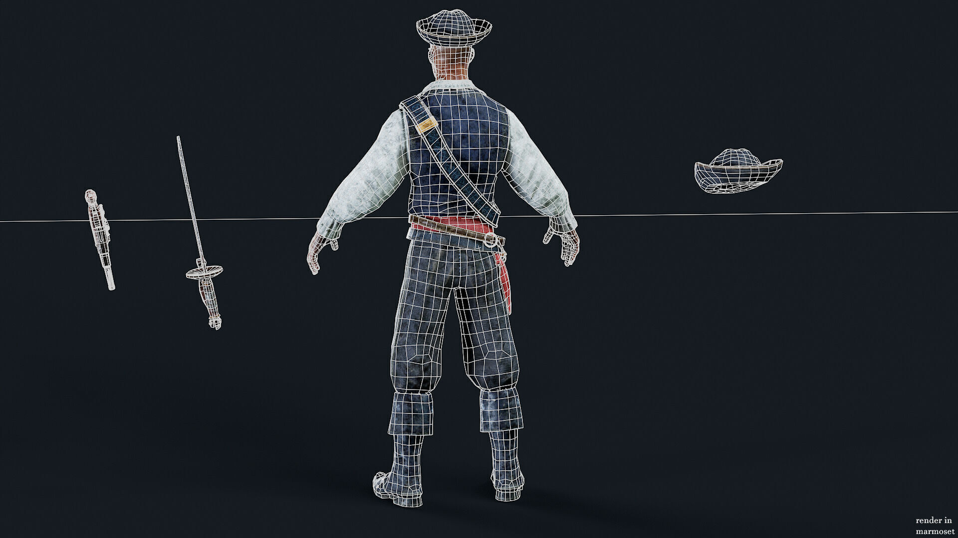 PIRATE UNDEAD 11  Low-poly 3D model_11