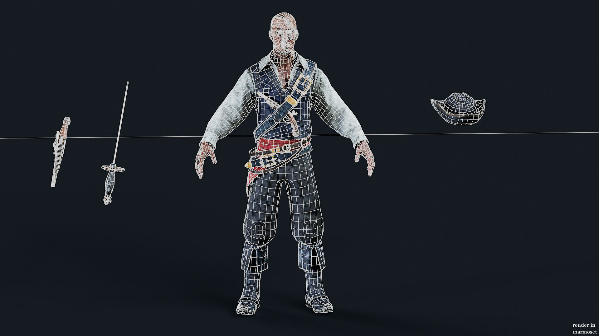 PIRATE UNDEAD 11  Low-poly 3D model_9