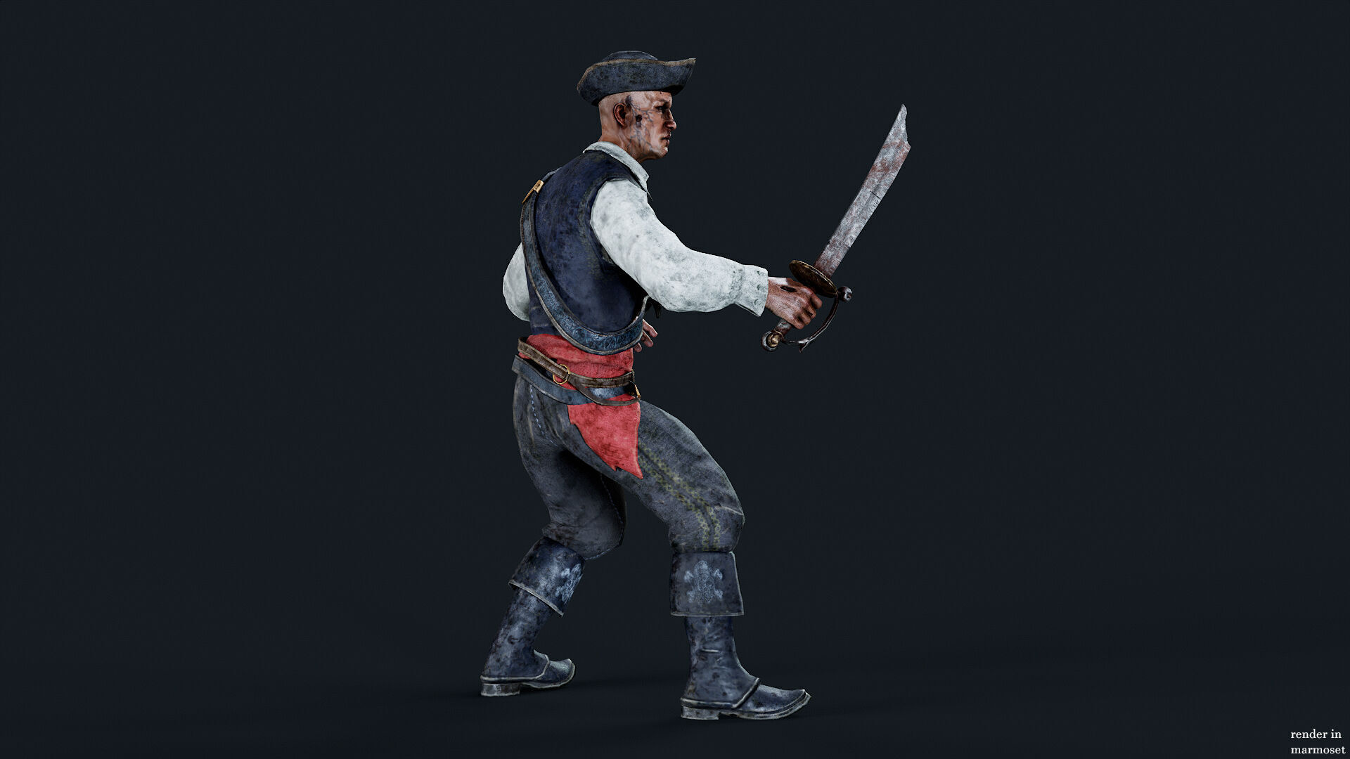 PIRATE UNDEAD 11  Low-poly 3D model_4