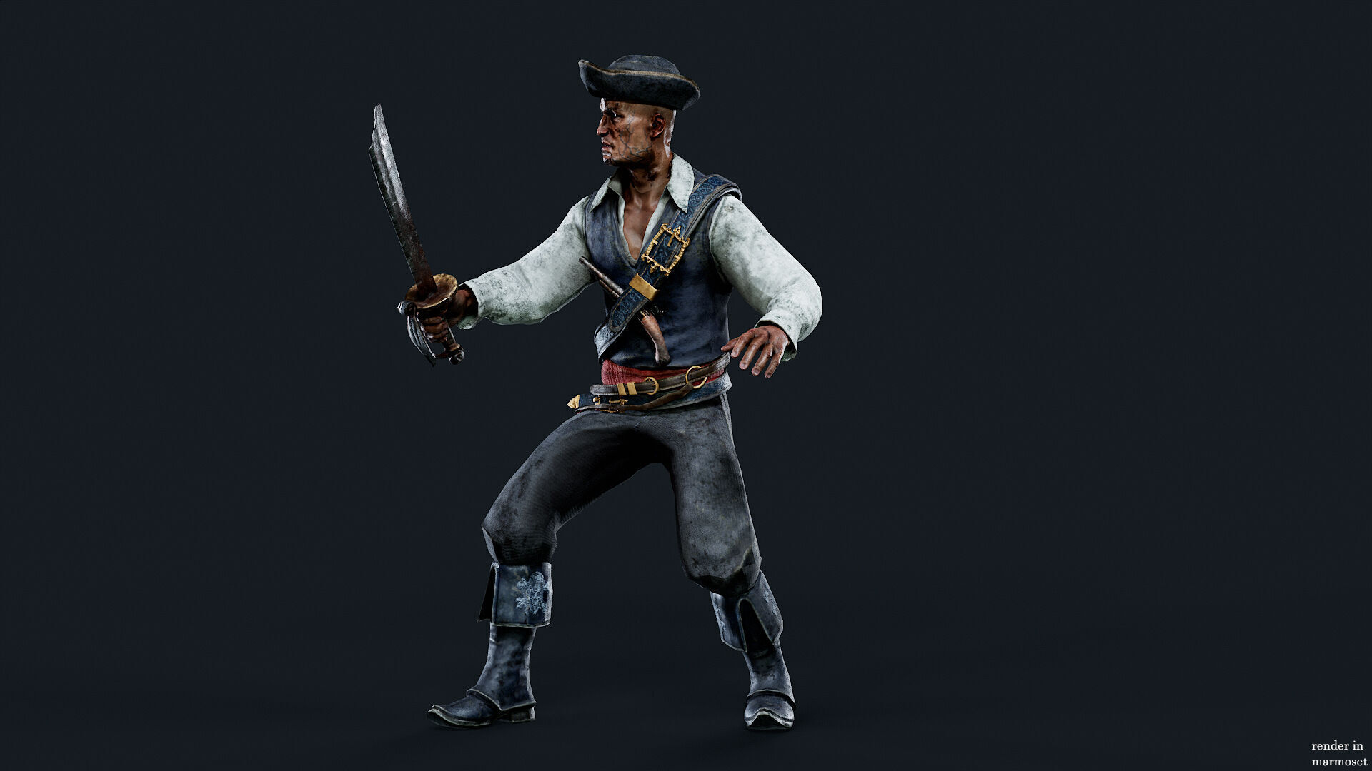 PIRATE UNDEAD 11  Low-poly 3D model_3
