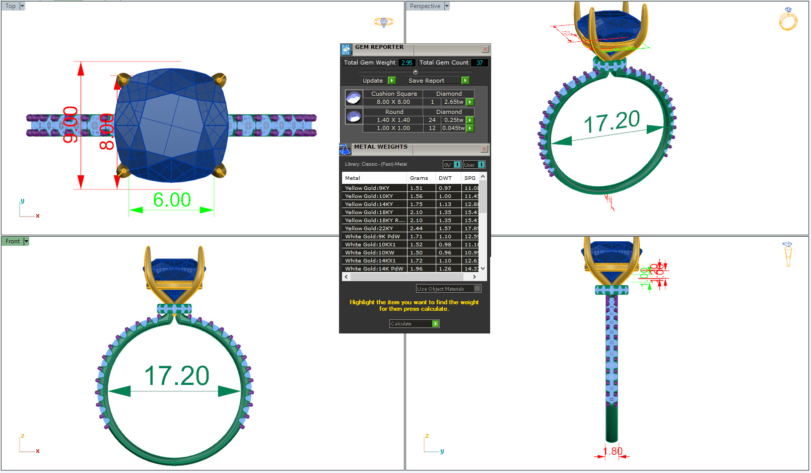 ASSCHER DIAMOND RING -CAD-067 3D model_13