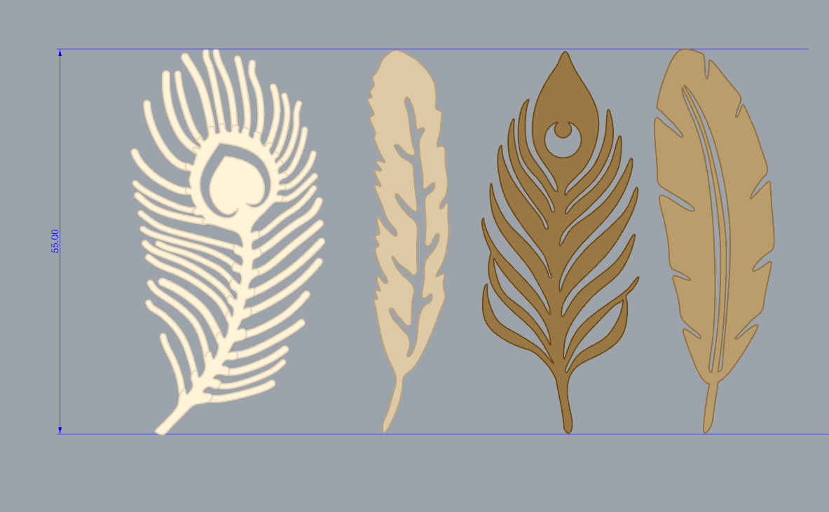  Feather Pendant Set 4 Unique 3D Printable Designs STL OBJ 3DM 3D print model_6