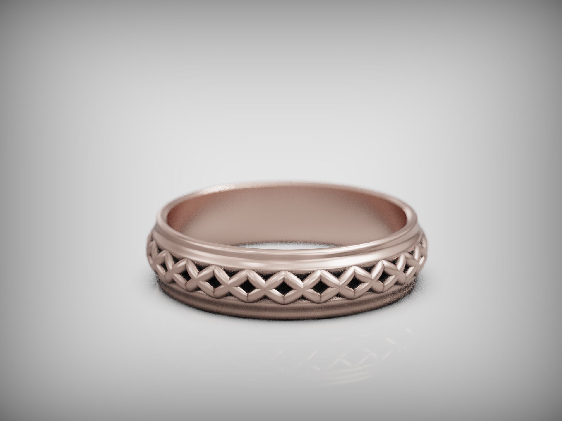Wedding band ring geometrical pattern 3D print model_7