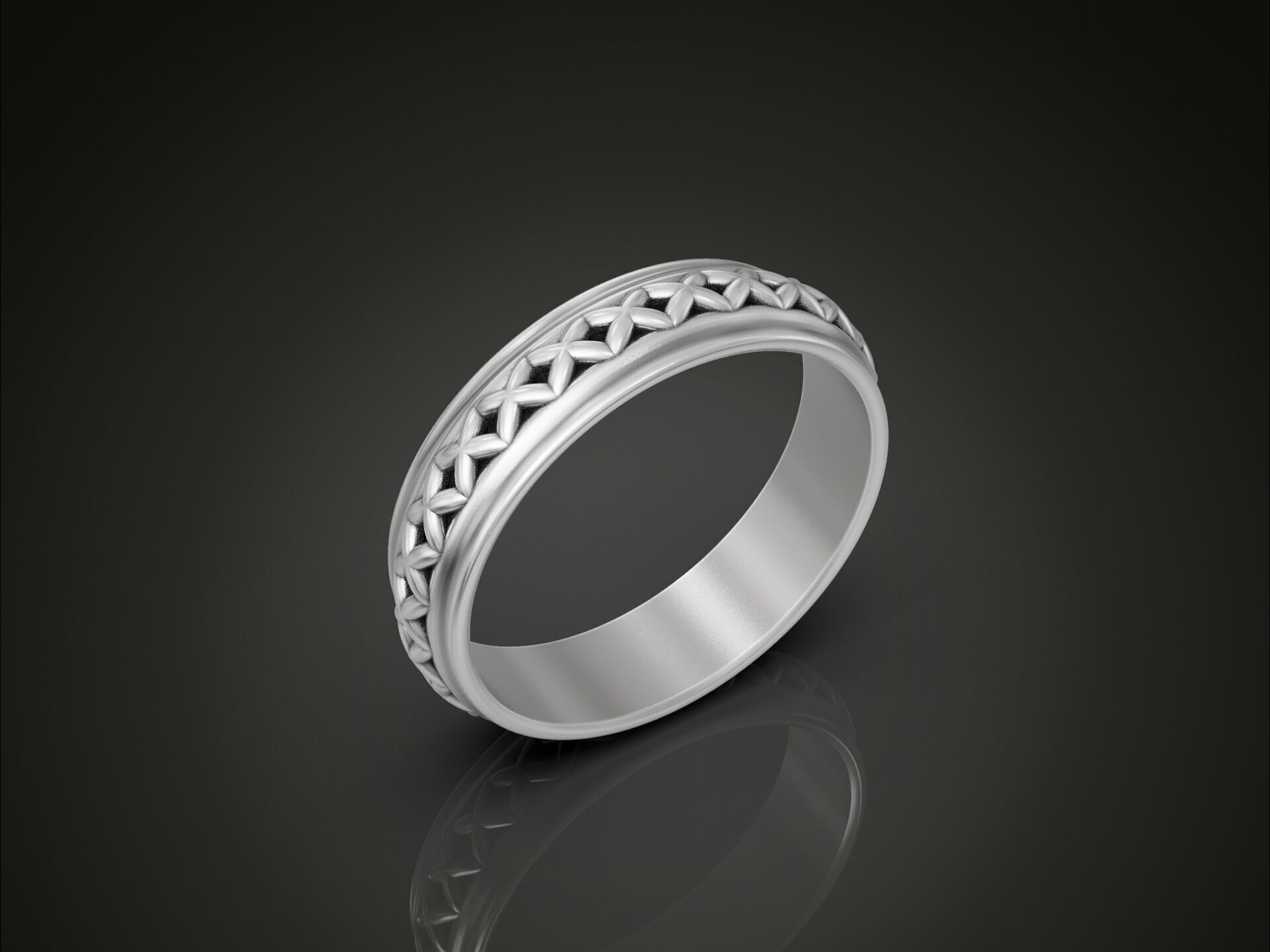 Wedding band ring geometrical pattern 3D print model_1