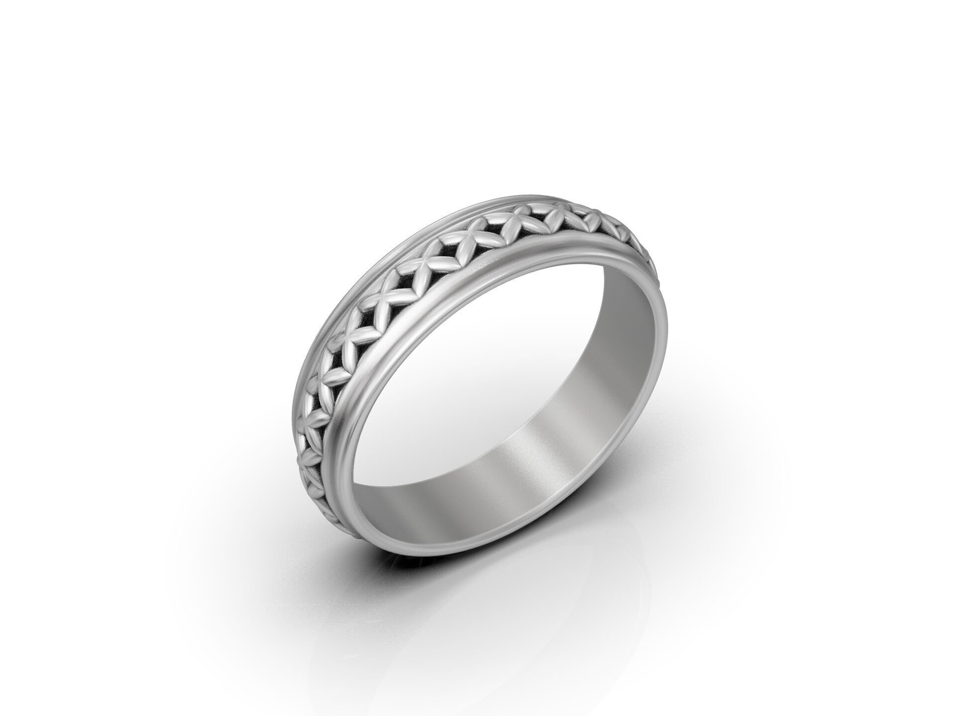 Wedding band ring geometrical pattern 3D print model_14