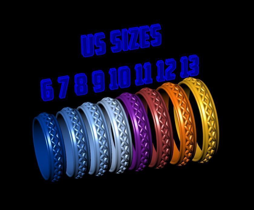 Wedding band ring geometrical pattern 3D print model_17