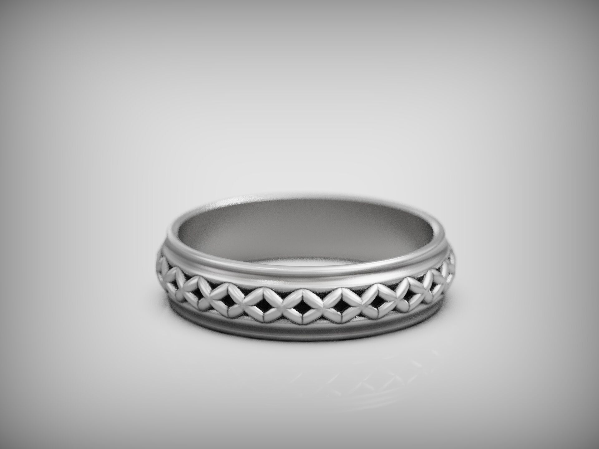 Wedding band ring geometrical pattern 3D print model_8