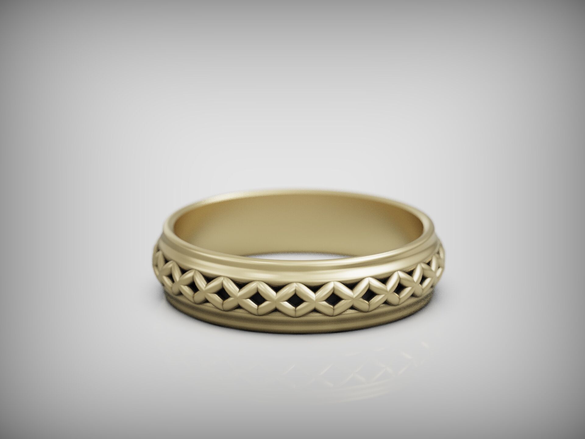 Wedding band ring geometrical pattern 3D print model_6
