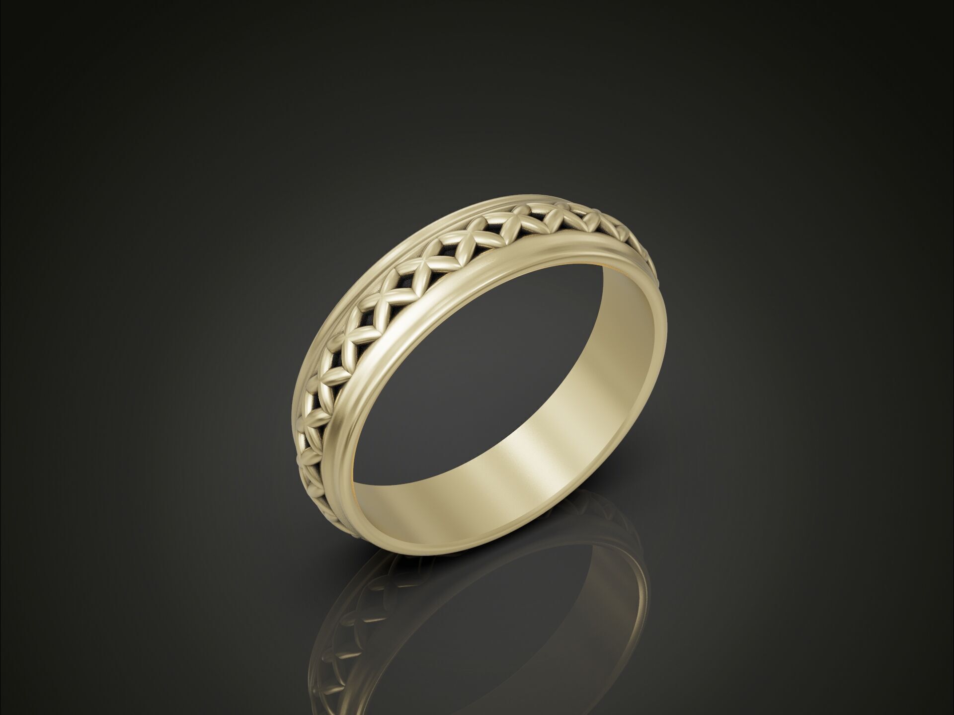 Wedding band ring geometrical pattern 3D print model_3