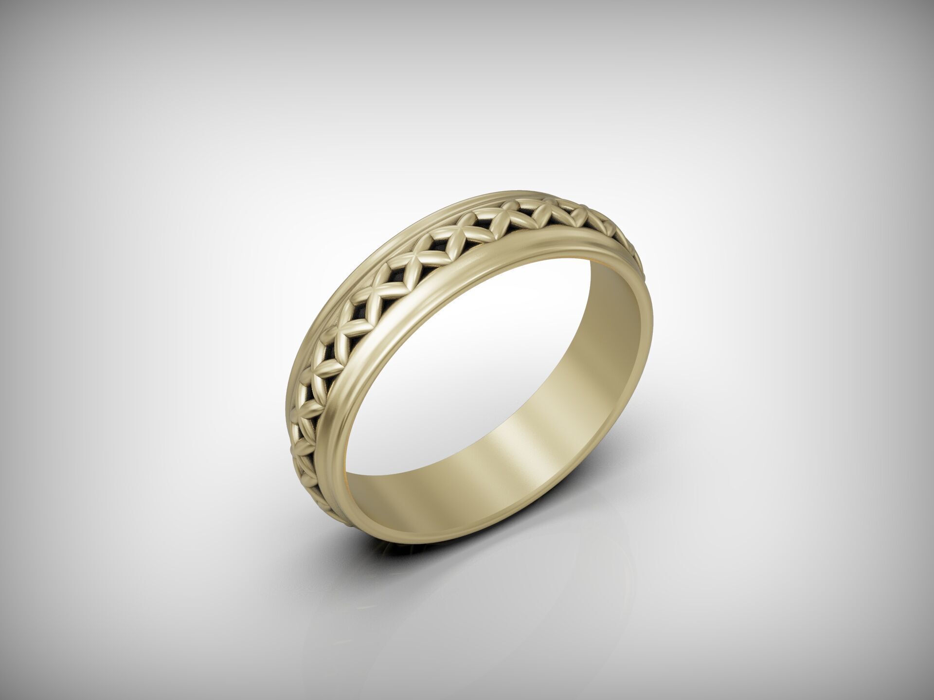 Wedding band ring geometrical pattern 3D print model_5