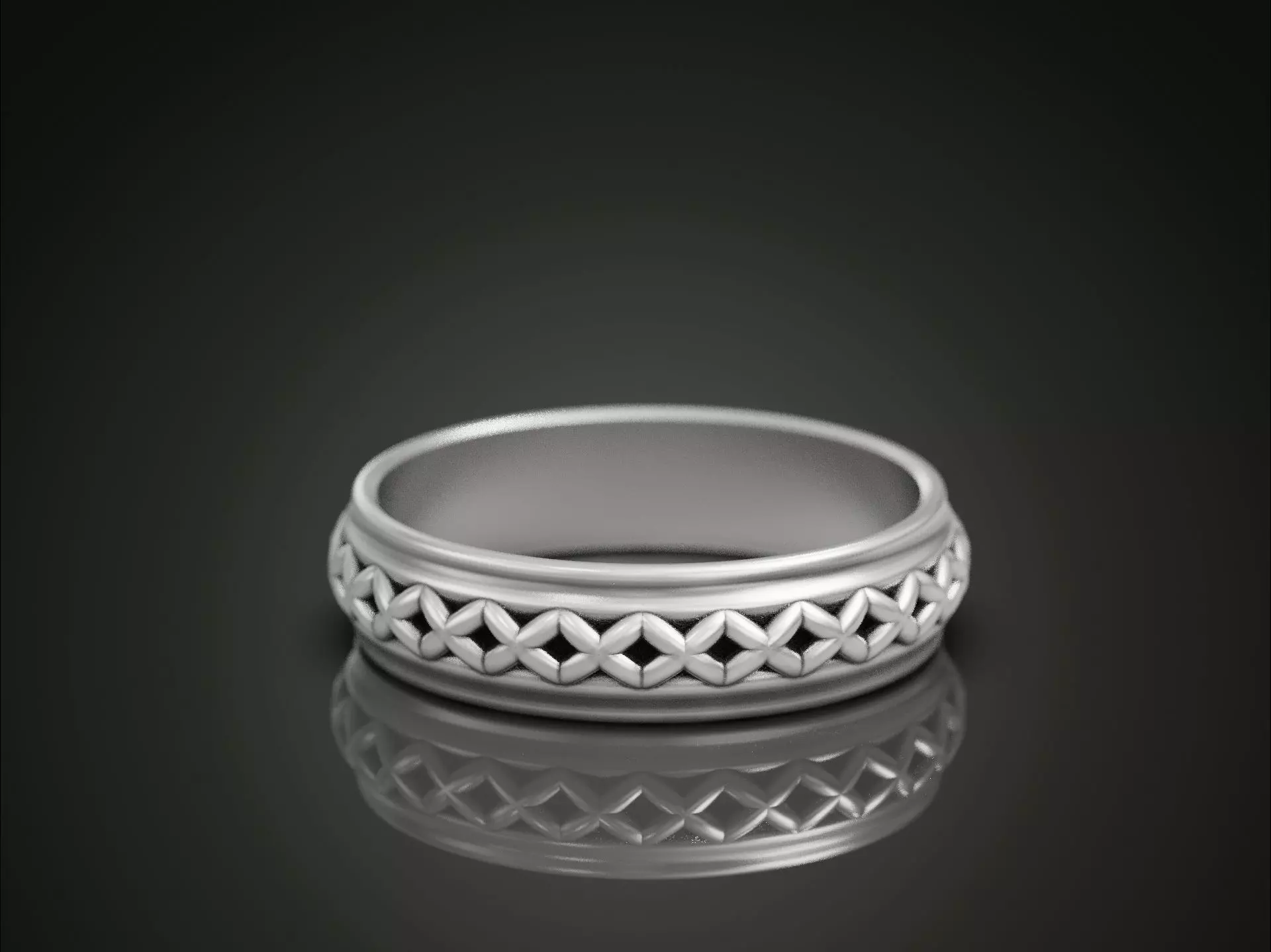 Wedding band ring geometrical pattern 3D print model_0
