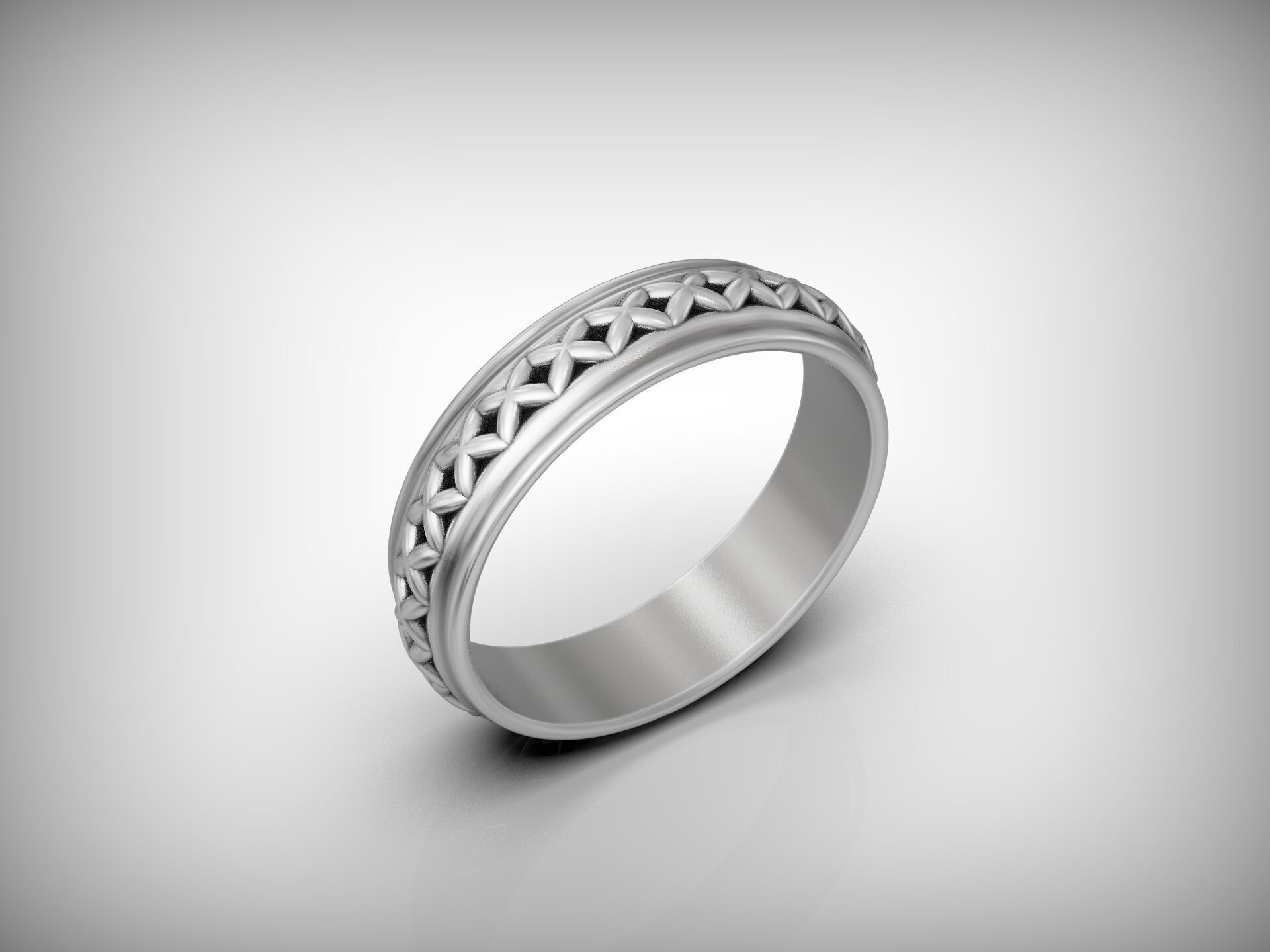 Wedding band ring geometrical pattern 3D print model_9