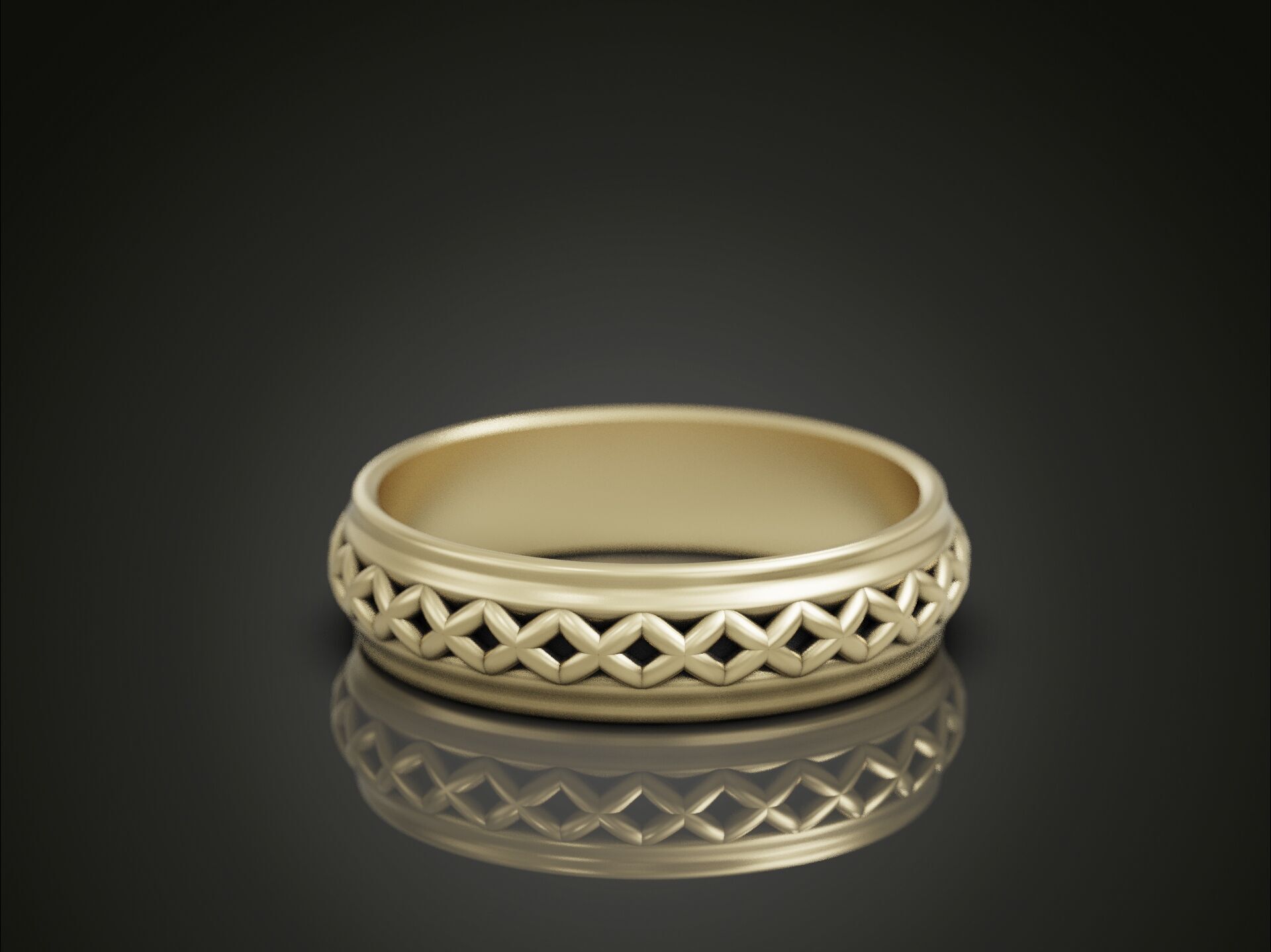 Wedding band ring geometrical pattern 3D print model_2