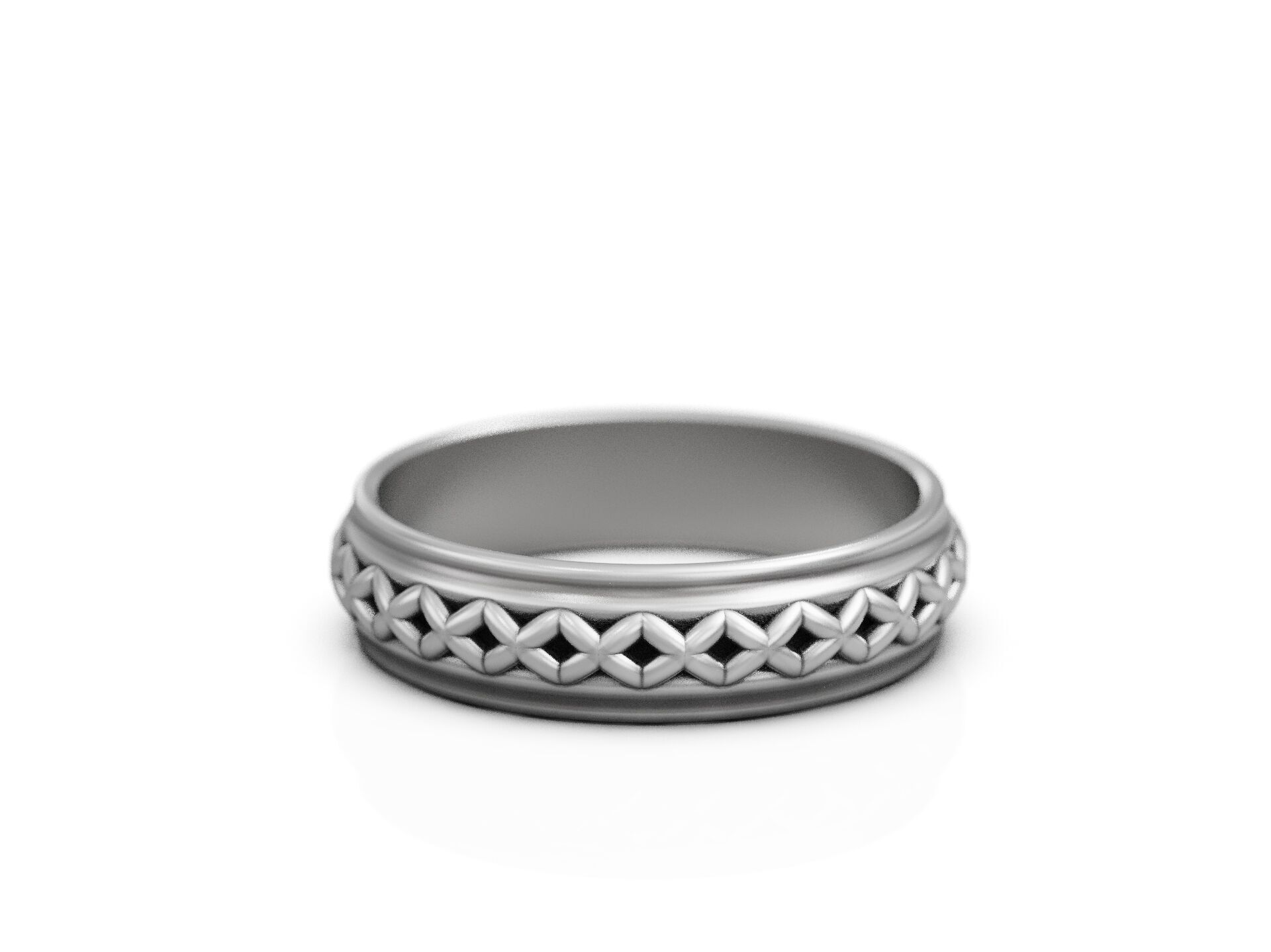 Wedding band ring geometrical pattern 3D print model_10