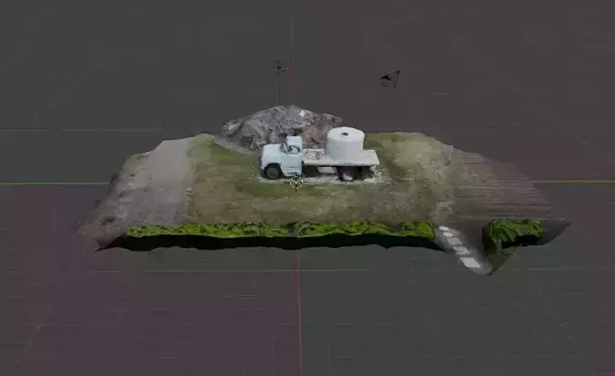 3D Model  Abandoned Truck with Water Tank on Flatbed 3D print model