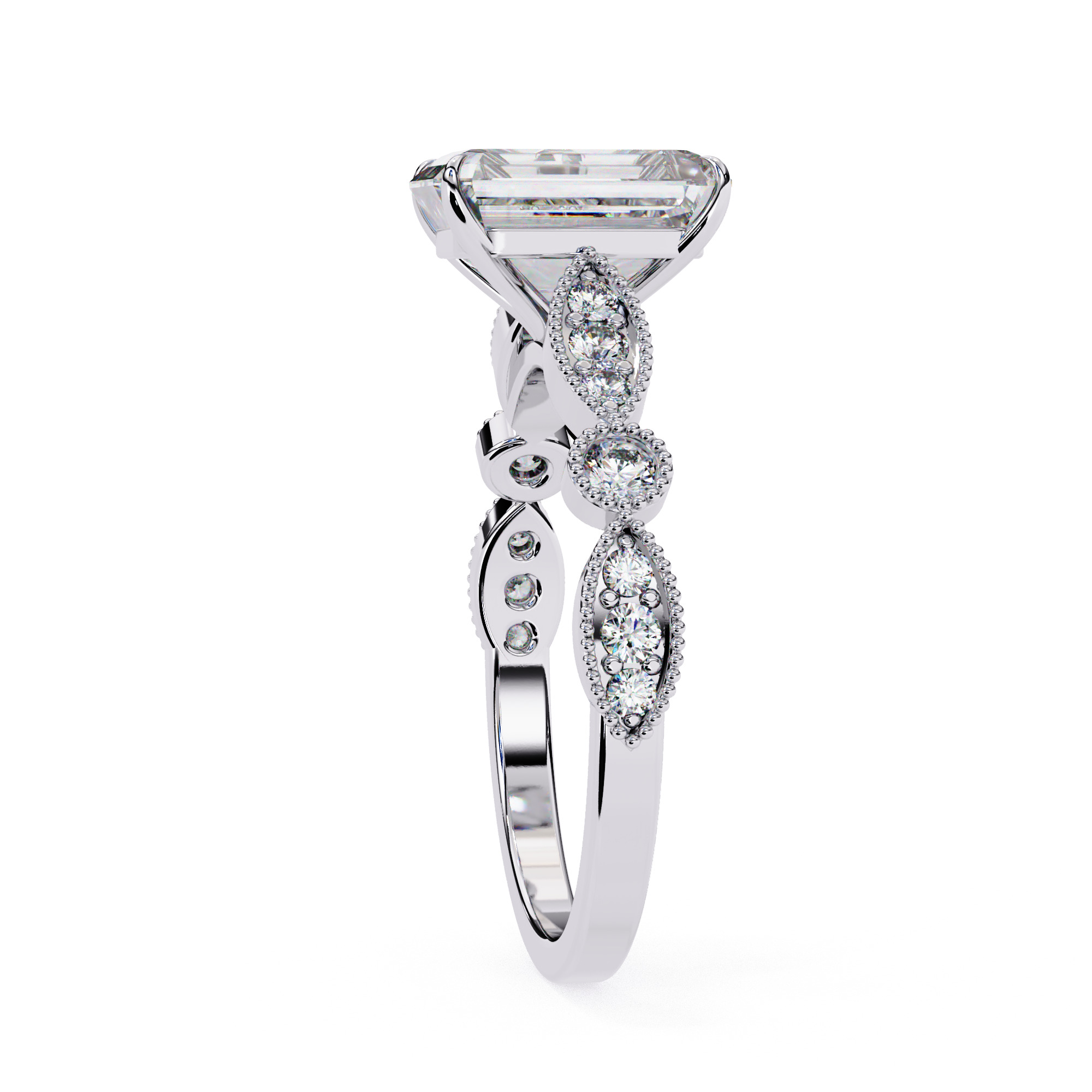 ASSCHER DIAMOND RING -CAD-072 3D model_9
