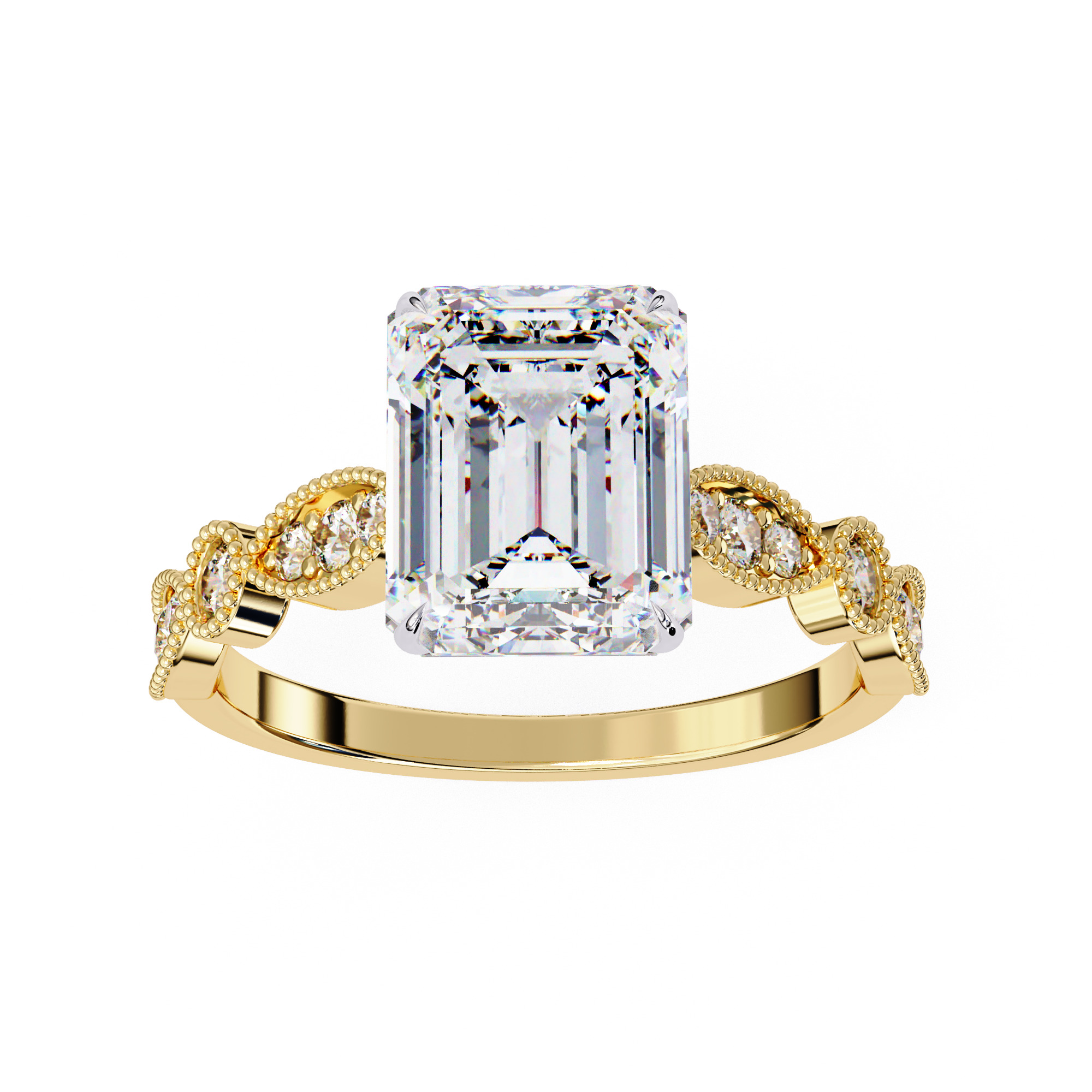 ASSCHER DIAMOND RING -CAD-072 3D model_4