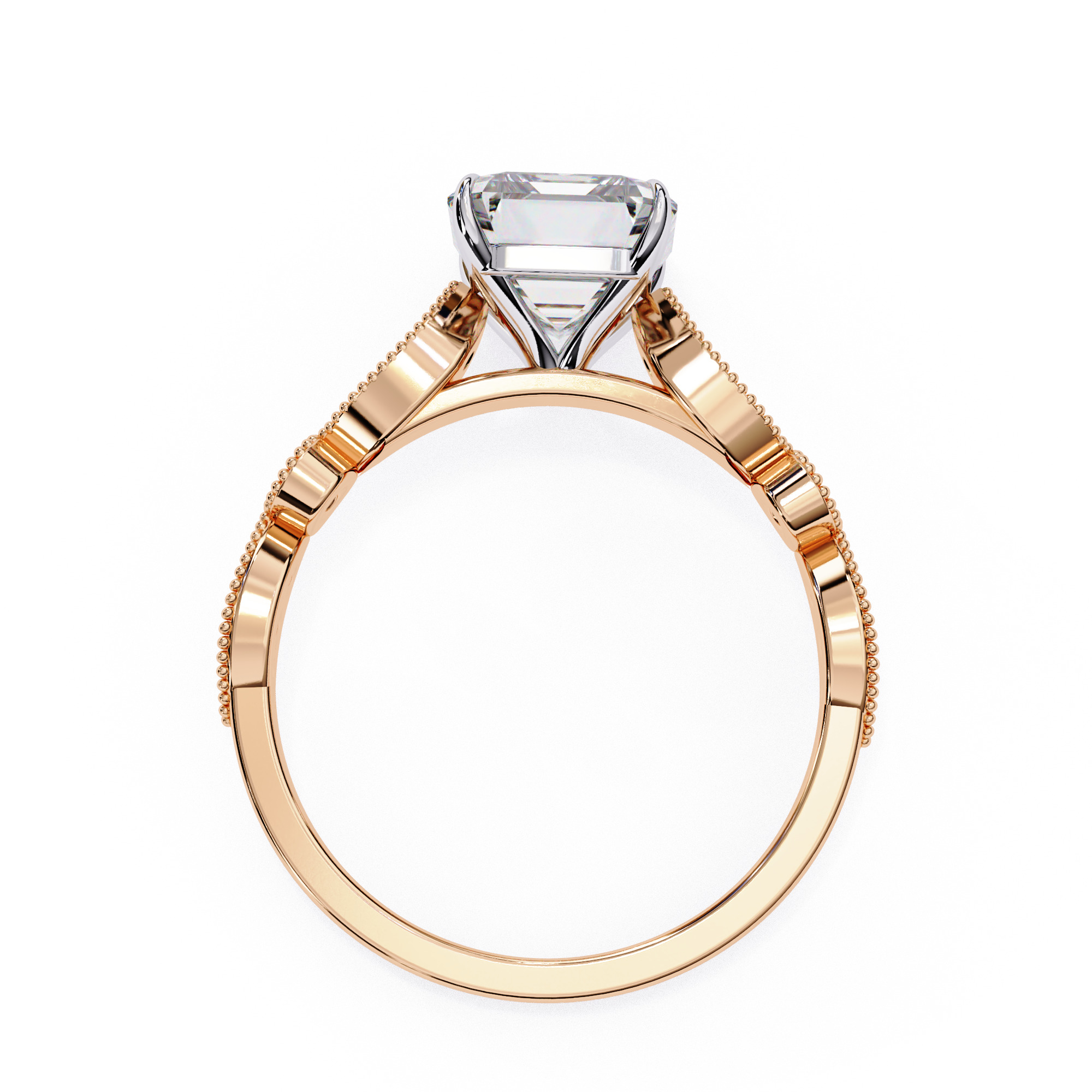 ASSCHER DIAMOND RING -CAD-072 3D model_8