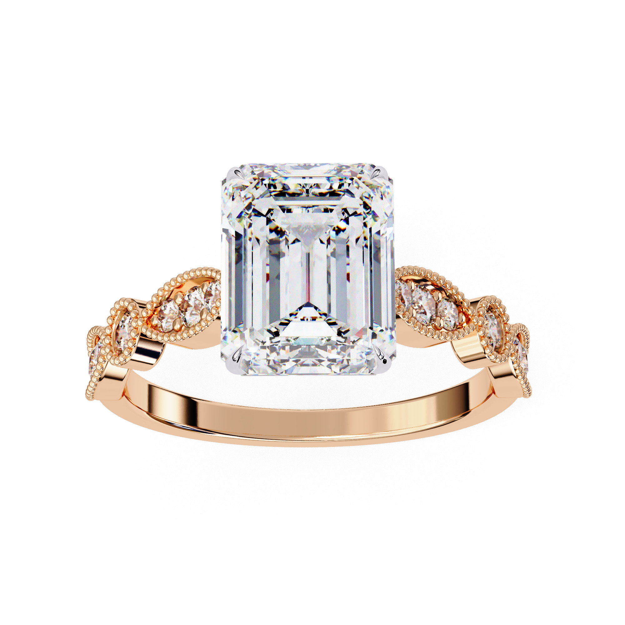 ASSCHER DIAMOND RING -CAD-072 3D model_5