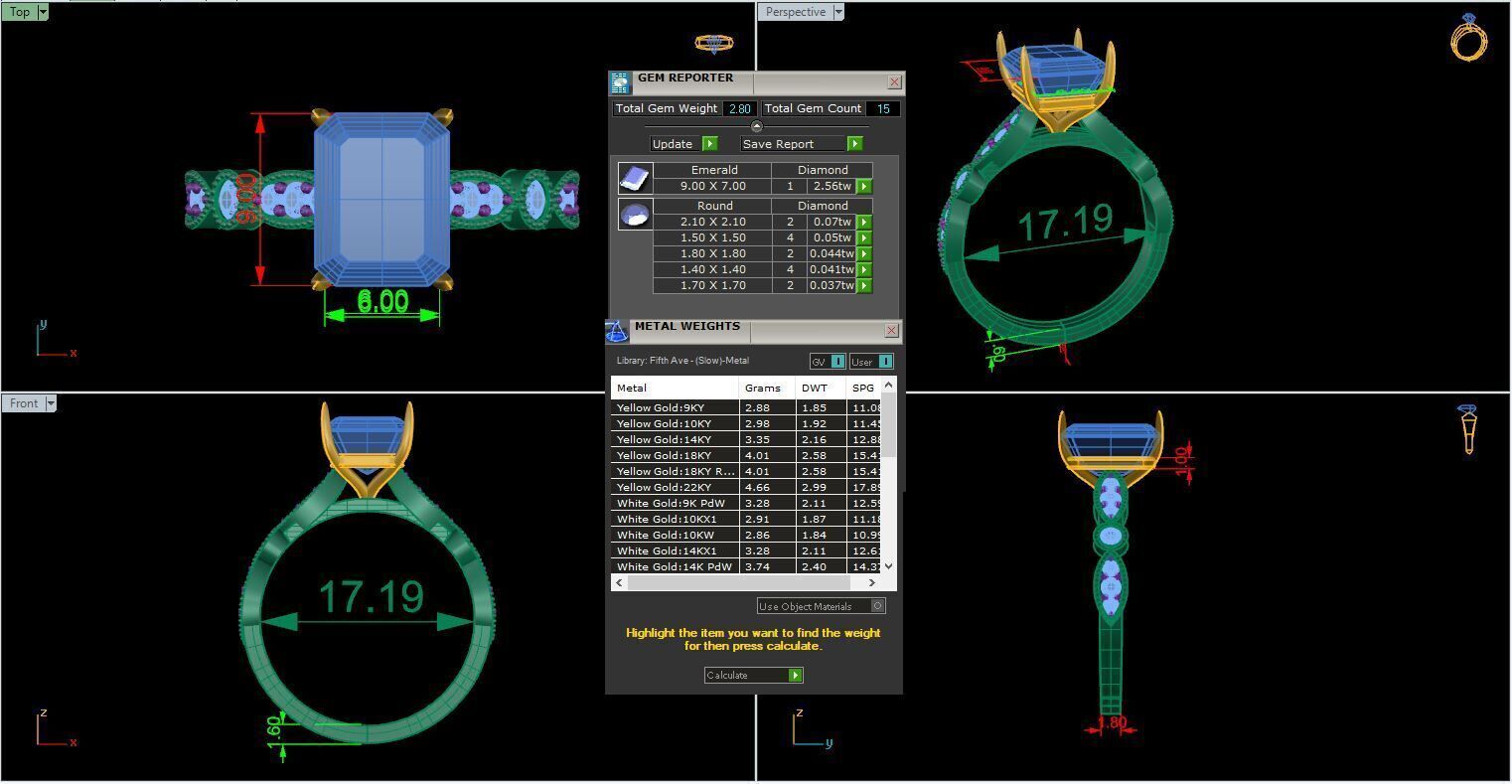 ASSCHER DIAMOND RING -CAD-072 3D model_12