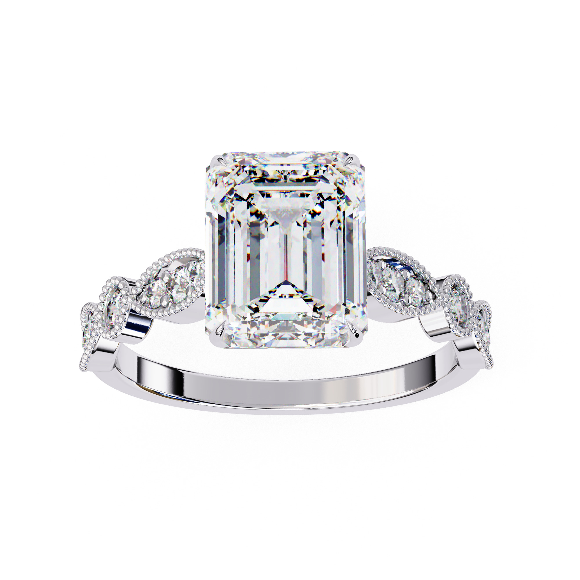 ASSCHER DIAMOND RING -CAD-072 3D model_3