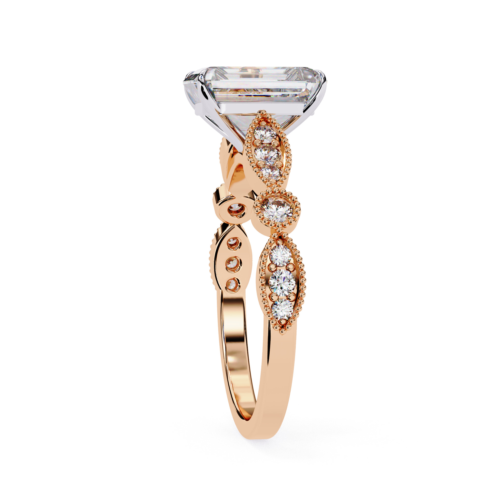 ASSCHER DIAMOND RING -CAD-072 3D model_11