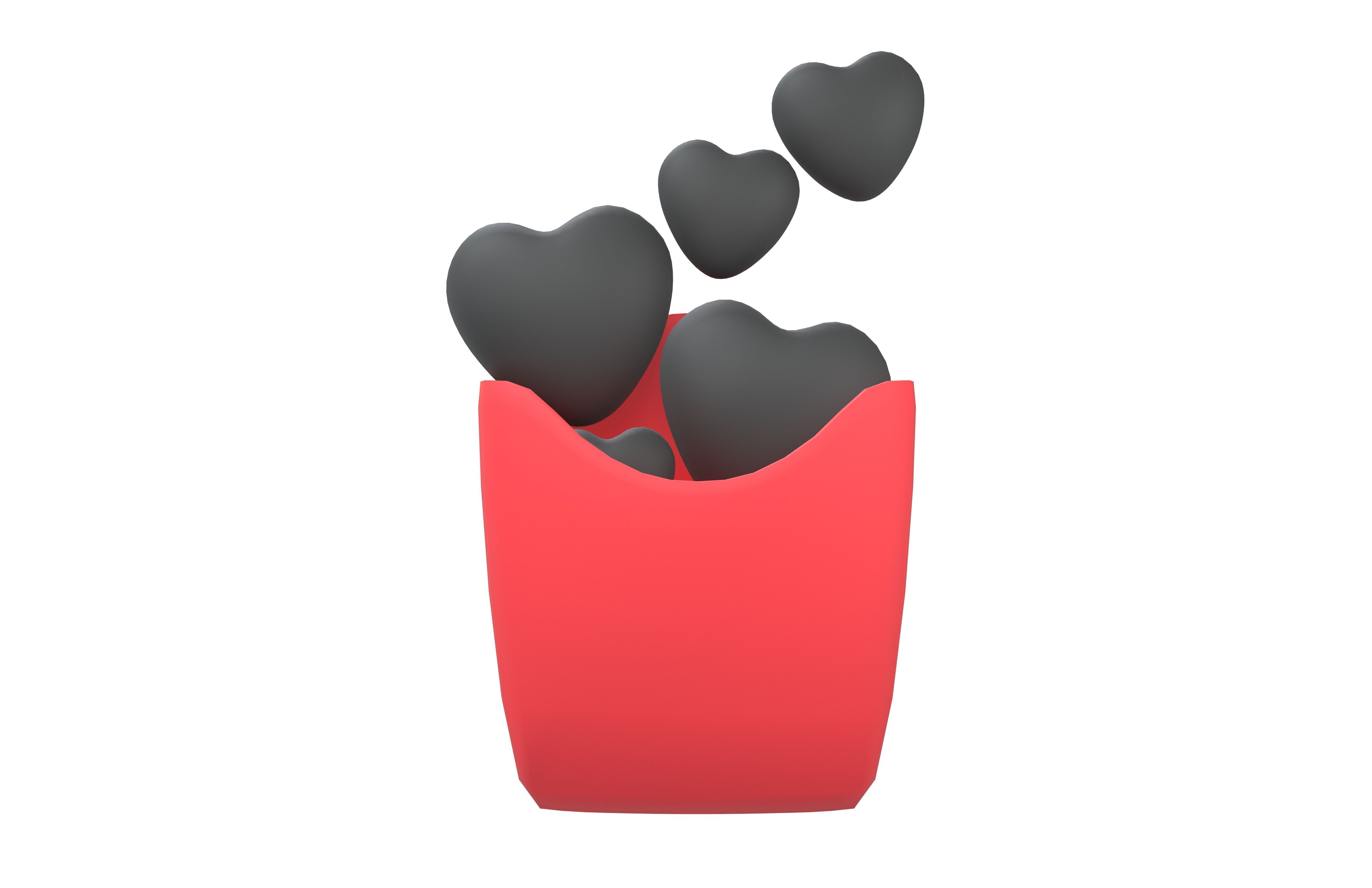 Heart French Fries Packaging Icon v1 002 Low-poly 3D model_1