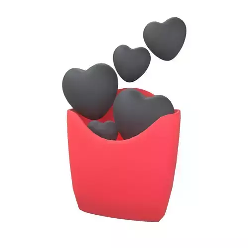 Heart French Fries Packaging Icon v1 002