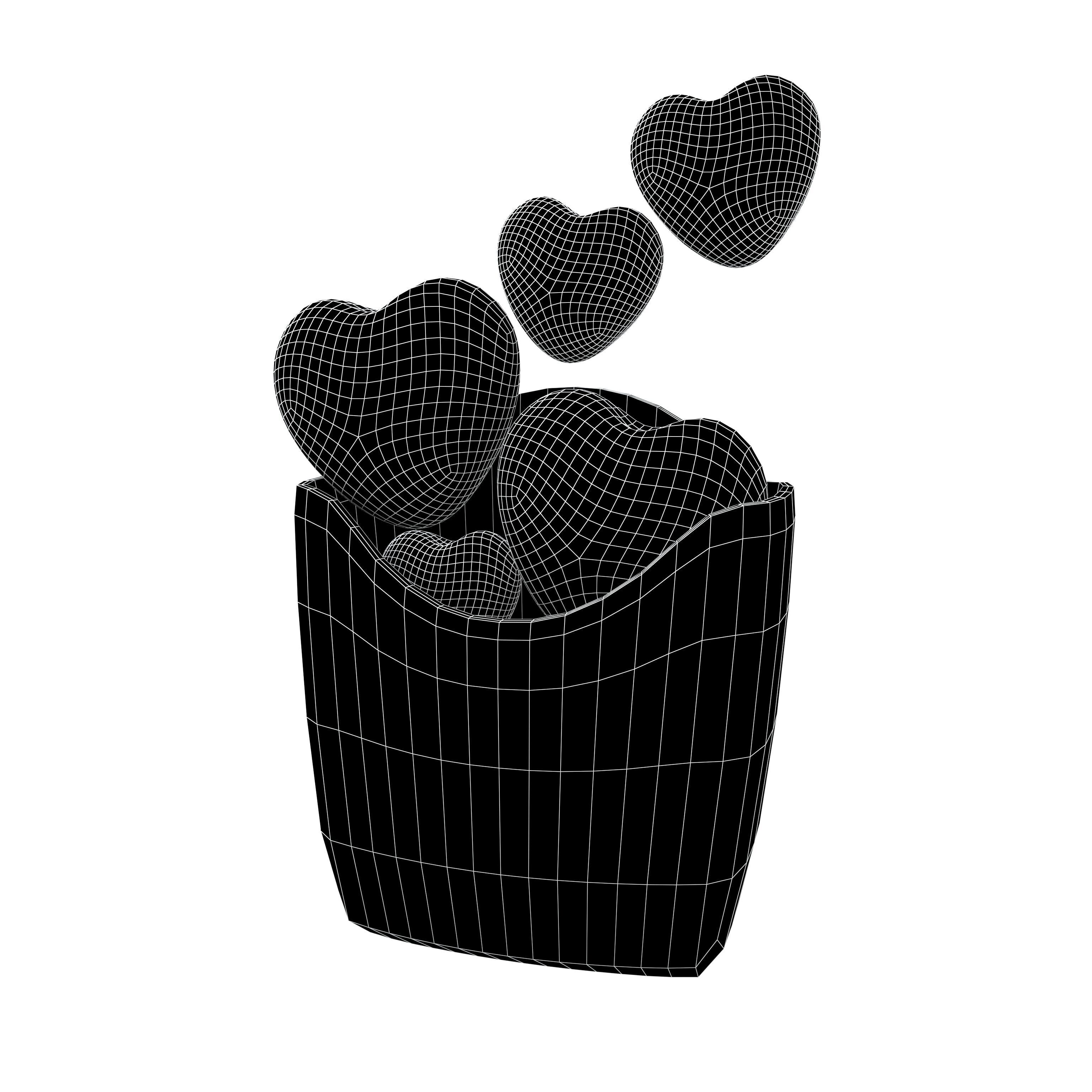 Heart French Fries Packaging Icon v1 002 Low-poly 3D model_4