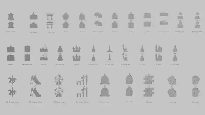 Construction Pendants Pack Buildings