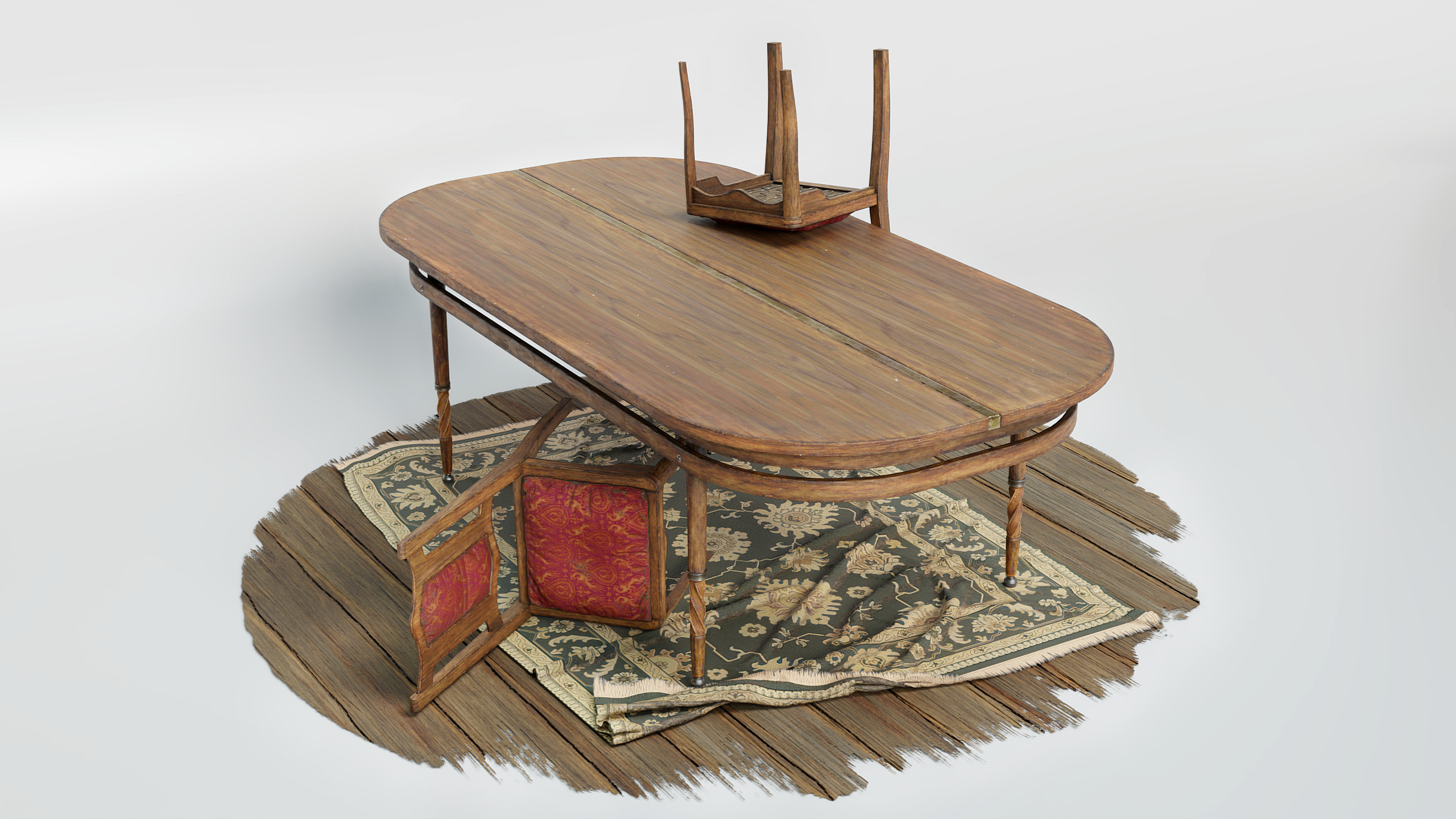 Dining Table Low-poly 3D model_1