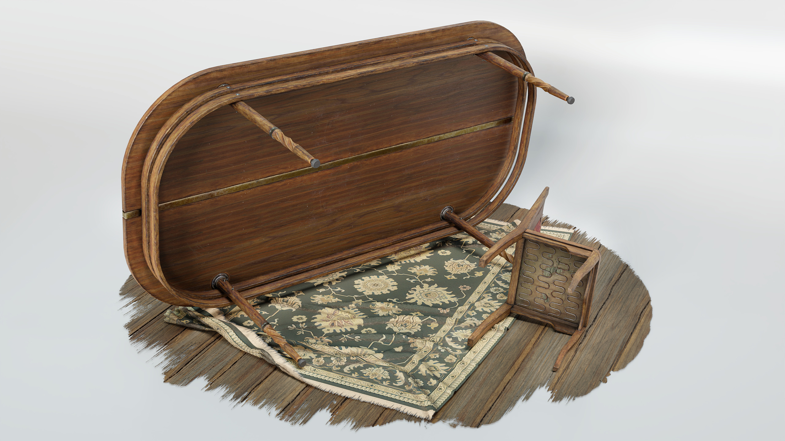 Dining Table Low-poly 3D model_2