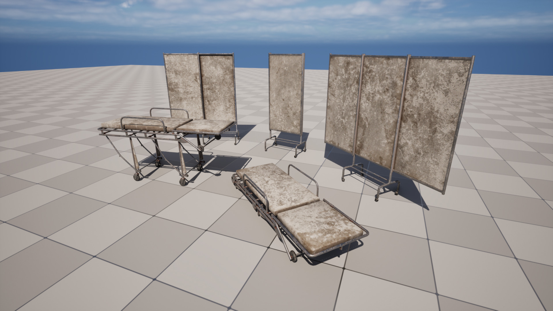 Hospital Gurney Low-poly 3D model_1