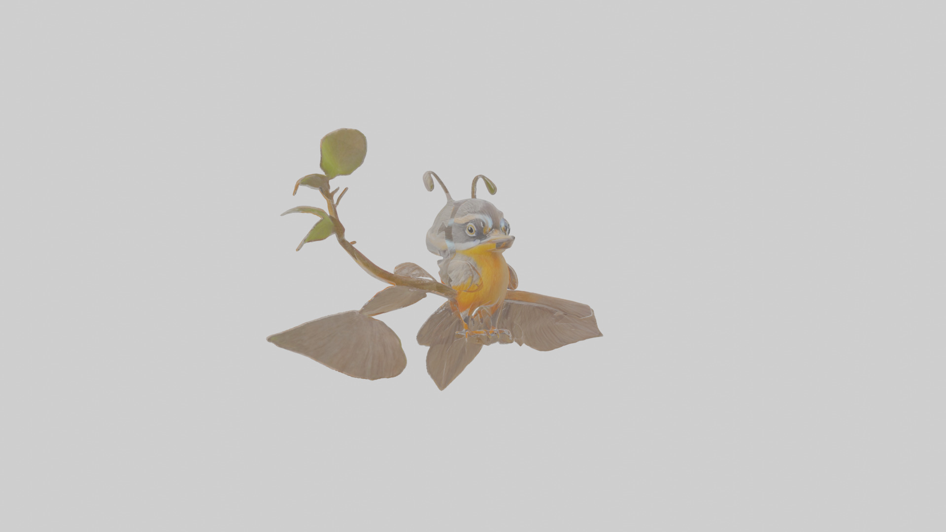 Cartoon Antpitta Low-poly 3D model_12