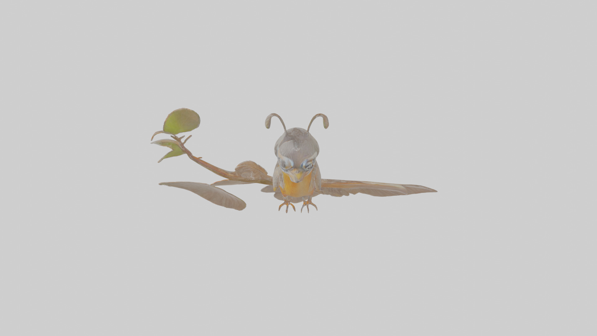Cartoon Antpitta Low-poly 3D model_26