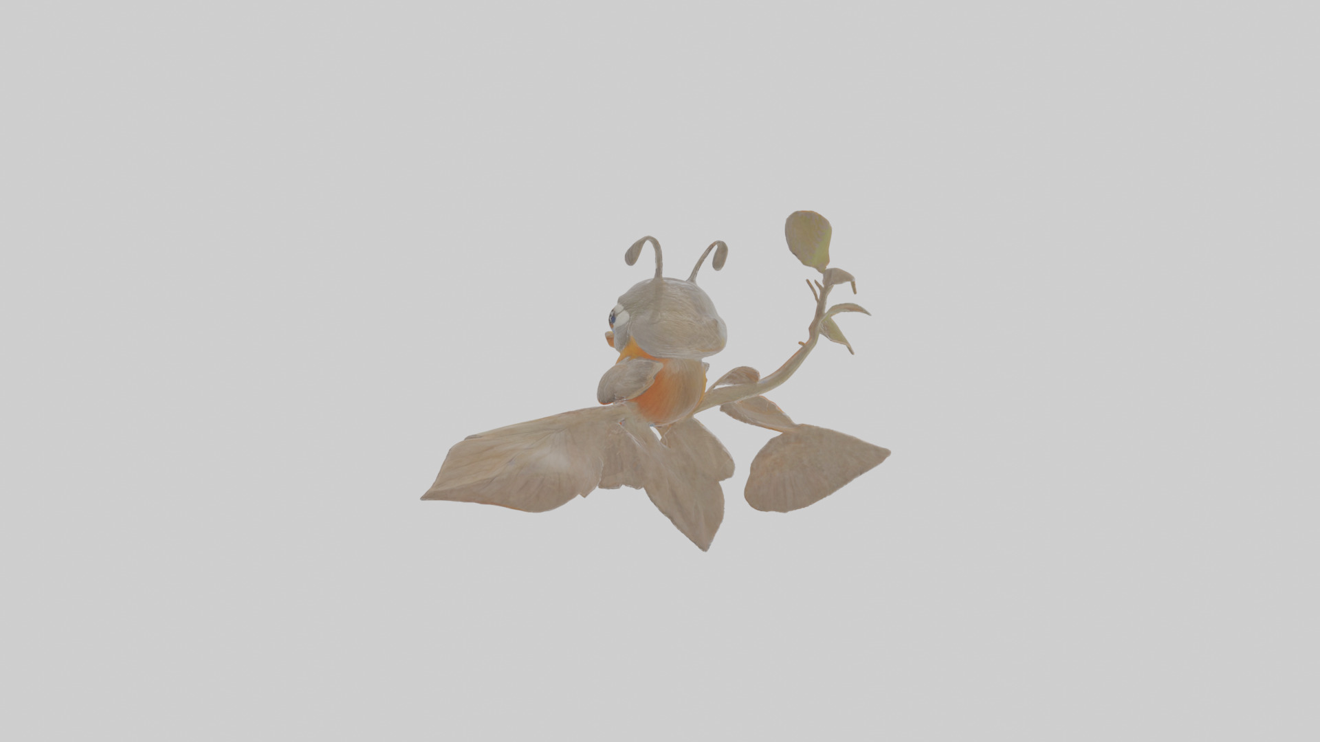 Cartoon Antpitta Low-poly 3D model_3