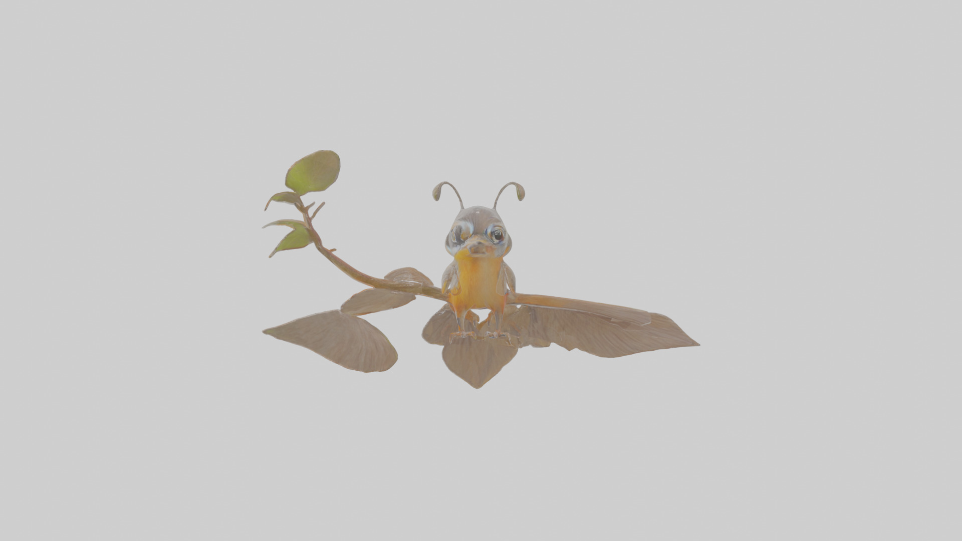 Cartoon Antpitta Low-poly 3D model_18