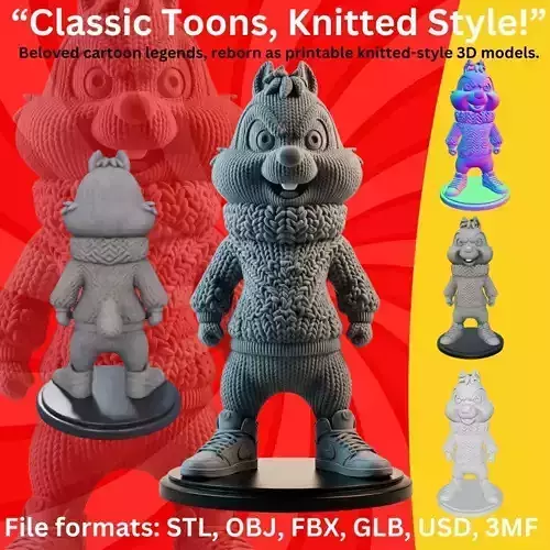 Theodore Knitted Texture Cartoon Planter Model 3D model