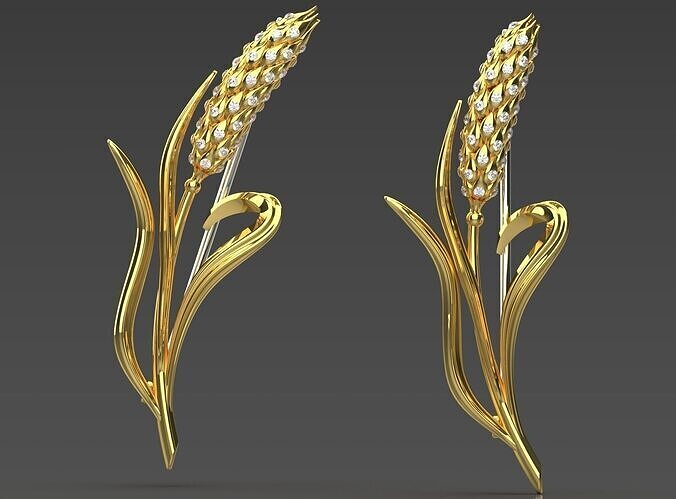 Golden Wheat Ear brooches sj0019 3D print model