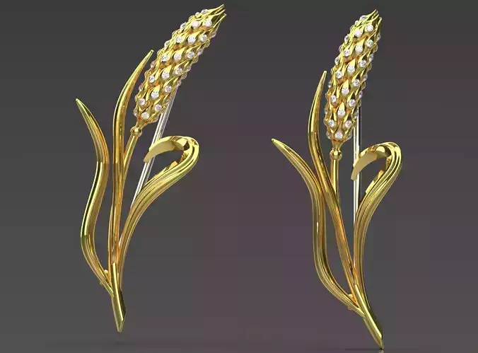 Golden Wheat Ear brooches sj0019 3D print model