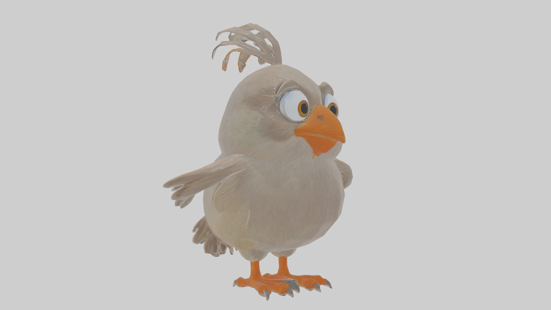 Cartoon Babbler Low-poly 3D model_10