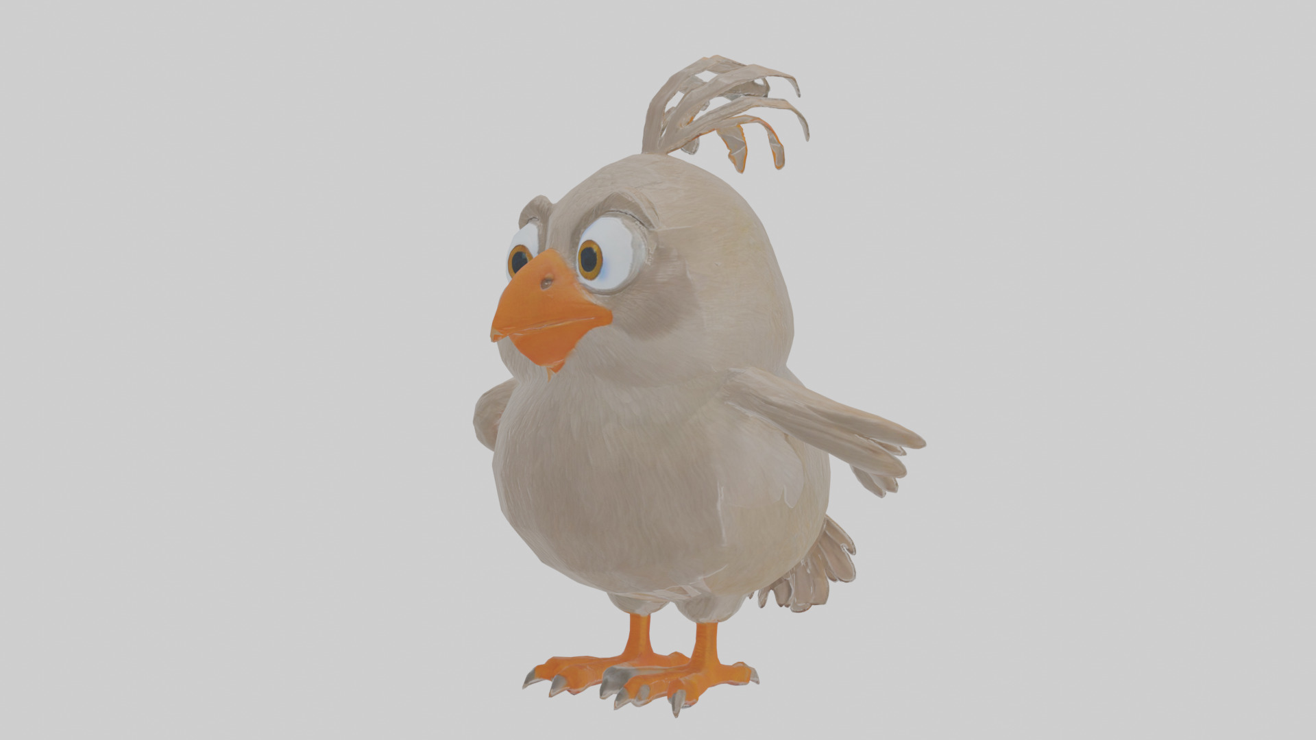 Cartoon Babbler Low-poly 3D model_15