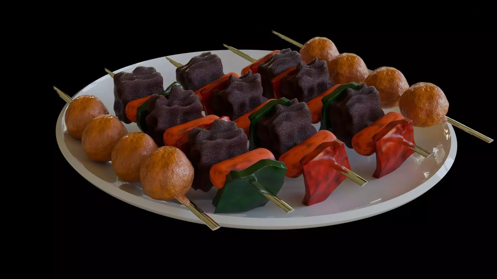 BBQ FOOD Skewers 3D model