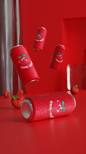 Apple Beverage Can with Realistic Water Droplets 3D model 2