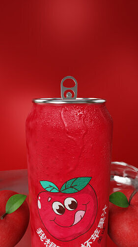 Apple Beverage Can with Realistic Water Droplets 3D model 4