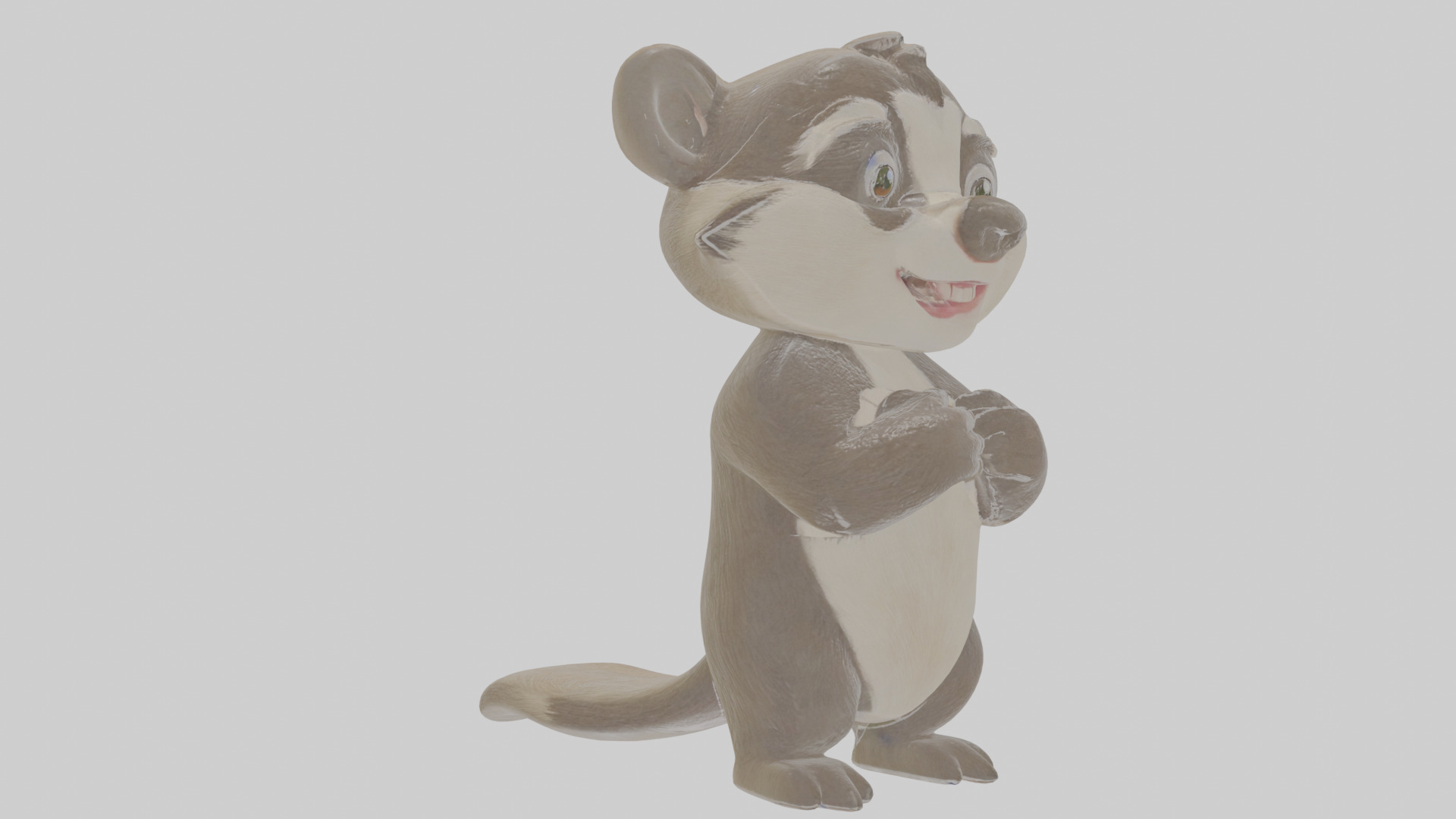 Cartoon Badger Low-poly 3D model_15