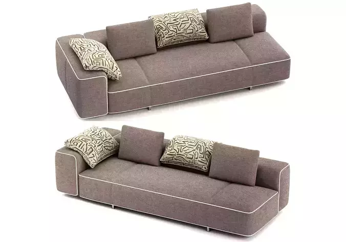 Minotti Yves Modular Sofa Set With Armrest 3D model