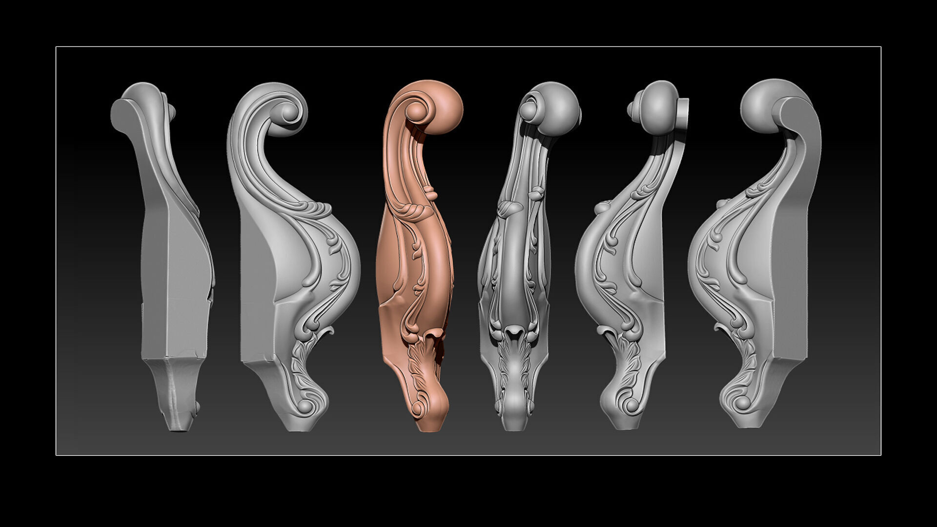 Classic Table and Chair Leg Model Kit - 076 3D print model_18