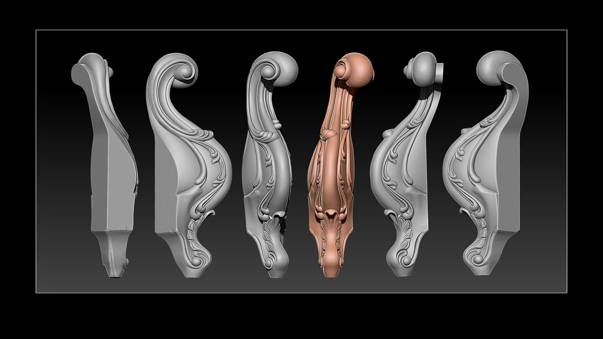 Classic Table and Chair Leg Model Kit - 076 3D print model_21